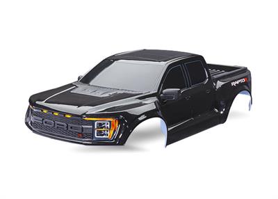 Traxxas - TRX10112BL - Body, Ford Raptor R, complete (black) (includes grille, tailgate trim, side mirrors, decals, & clipless mounting) (requires