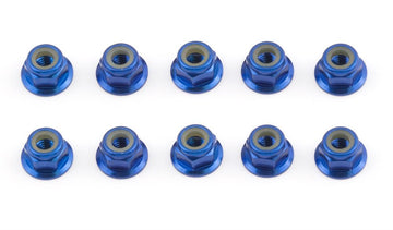 Team Associated - AE25391 - FT Locknuts, M4, flanged, blue aluminum