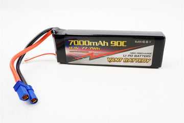 11.1V Lipo batteri med 7000 mAh, 90C i Softcase med EC5 stik