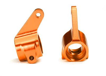 Steering blocks, Rustler®/Stampede®/Bandit (2), 6061-T6 aluminum (orange-anodized)/ 5x11mm ball bearings (4)