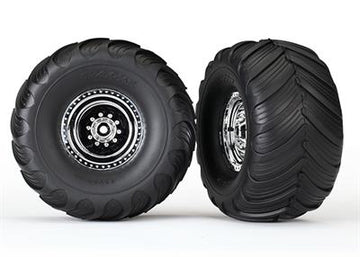Tires & wheels, assembled, glued (chrome wheels, Terra Groove dual profile tires, foam inserts) (electric rear) (2)