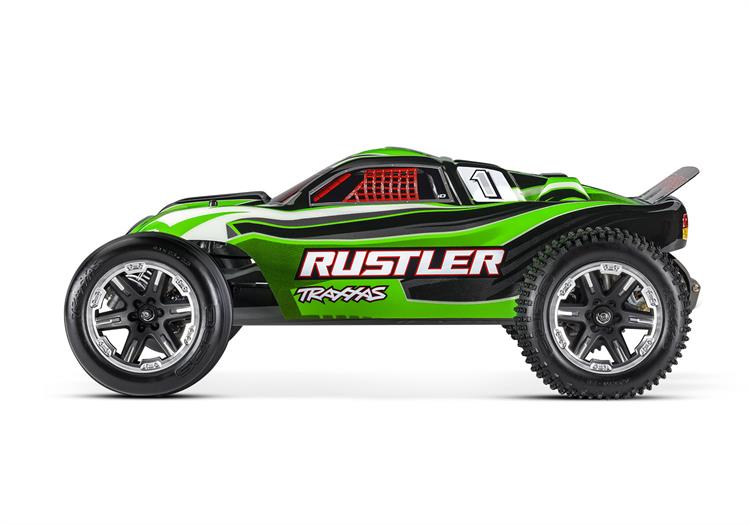 Traxxas - TRX37054-8 - 1/10 Rustler 2WD med Batteri og USB Oplader