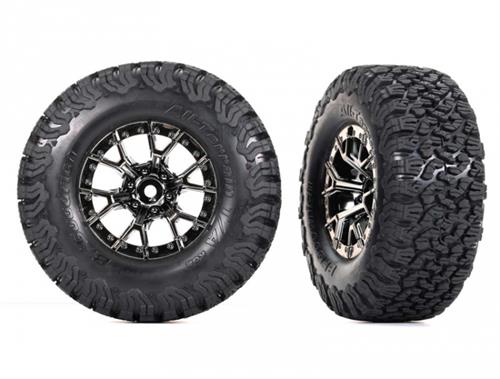 Traxxas - TRX10187 - Tires & wheels, assembled, glued (Ford Raptor R black chrome wheels, BFGoodrich® All-Terrain™  T/A® KO2 tires, foam inserts) (2)