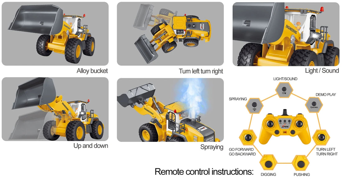 MX R/C Entreprenør Gummiged R/C 1:18 2,4GHz, 3,7V Li-Ion, 9 kanaler