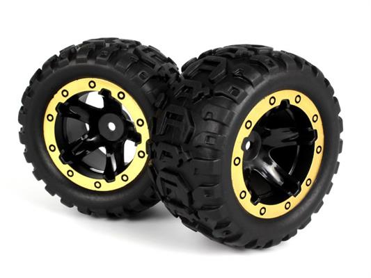 Blackzon - 540087 - Slyder MT Wheels/Tires Assembled (Black/Gold)