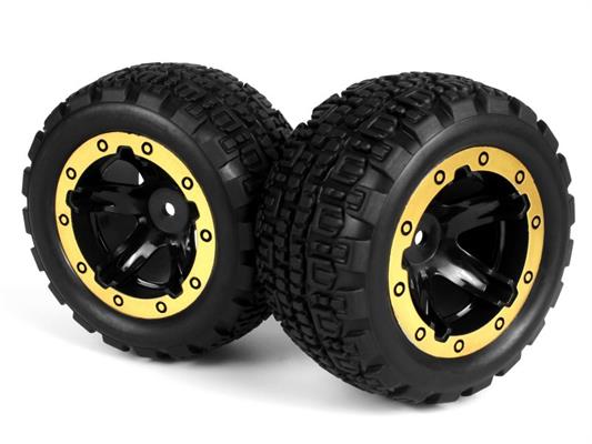 Blackzon - 540095 - Slyder ST Wheels/Tires Assembled (Black/Gold)