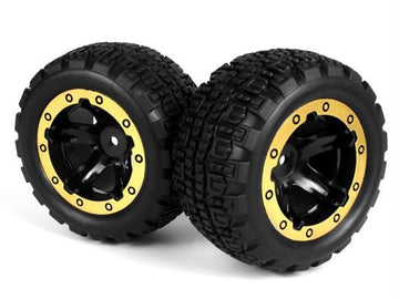 Blackzon - 540095 - Slyder ST Wheels/Tires Assembled (Black/Gold)