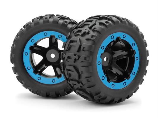 Blackzon - 540108 - Slyder MT Wheels/Tires Assembled (Black/Blue)