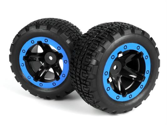Blackzon - 540109 - Slyder ST Wheels/Tires Assembled (Black/Blue)