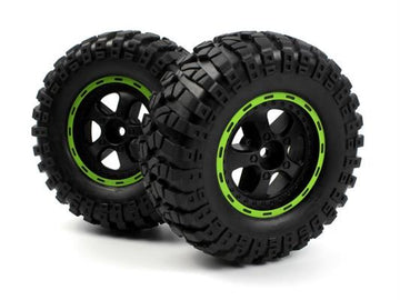 Blackzon - 540183 - Smyter Desert Wheels/Tires Assy (Blk/Green/2pcs)