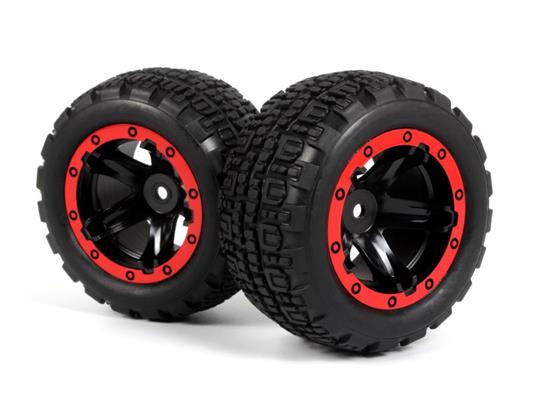 Blackzon - 540196 - Slyder ST Wheels/Tires Assembled (Black/Red)