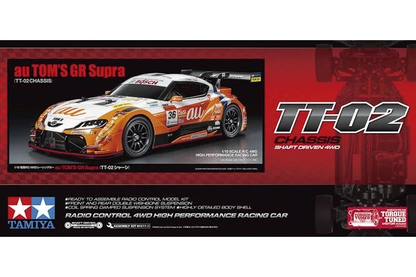 Tamiya - 58703 - TT-02 1/10 TOM’S GR Supra GT500 Racer - Samlesæt