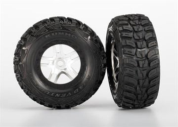 Tire & wheel assy, glued (S1 compound) (SCT Split-Spoke satin chrome, black beadlock wheel, Kumho tire, insert) (2) (front/rear)