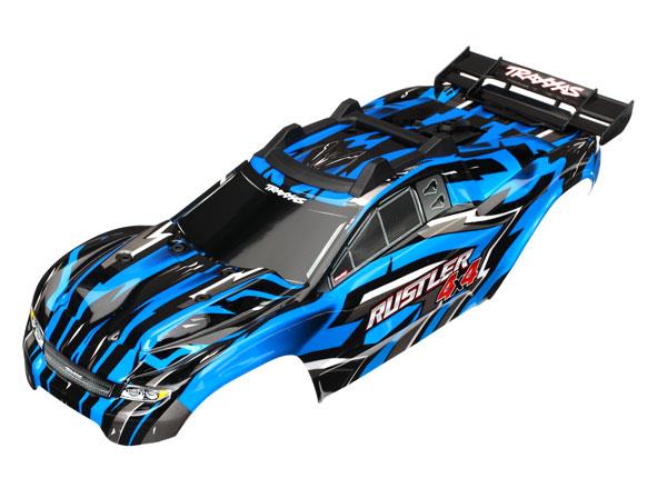 Traxxas - TRX6718X - Karosseri til Rustler® 4X4, blå med klistermærker. Inkl. body support