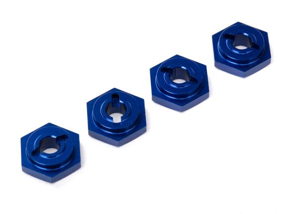 Traxxas - TRX7154X - Wheel hubs, hex, aluminum (blue-anodized) (4)