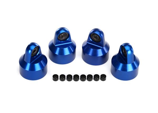 Traxxas - TRX7764A - Shock caps, aluminum (blue-anodized), GTX shocks (4)/ spacers (8)