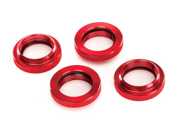 Traxxas - TRX7767R - Spring retainer (adjuster), red-anodized aluminum, GTX shocks (4) (assembled with o-ring)