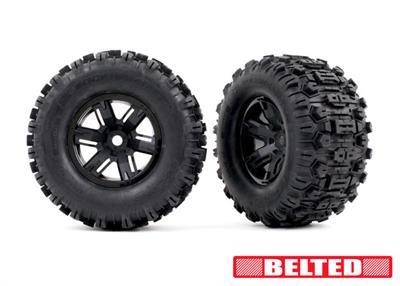 Traxxas - TRX7871 - Tires & wheels, assembled, glued (X-Maxx® black wheels, Sledgehammer® belted tires, dual profile