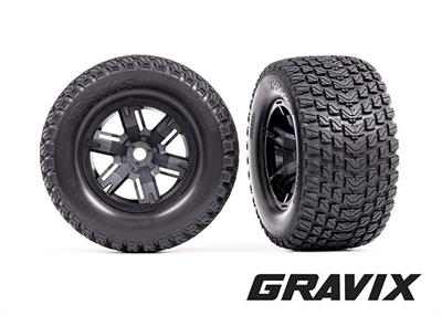 Traxxas - TRX7877 - Tires & wheels, assembled, glued (X-Maxx® black wheels, Gravix™ tires, foam inserts) (left & right)
