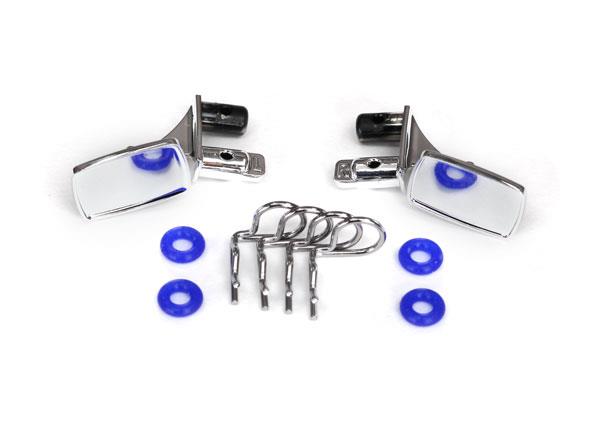 Traxxas - TRX8133 - Mirrors, side, chrome (left & right)/ o-rings (4)/ body clips (4) (fits #8130 body)