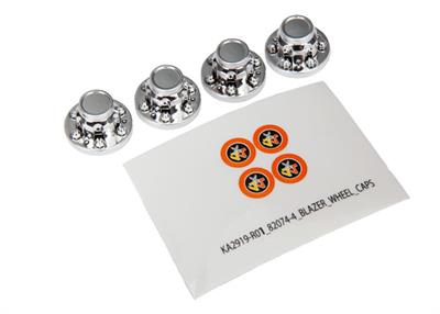 Traxxas - TRX8164 - Center caps, wheel (chrome) (4)/ decal sheet (requires #8255A extended stub axle)