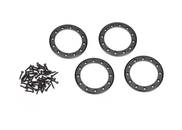 Traxxas - TRX8168T - Beadlock rings, black (2.2") (aluminum) (4)/ 2x10 CS (48)