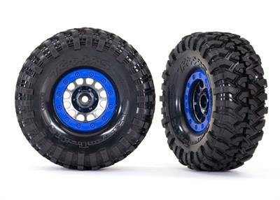 Traxxas - TRX8182 - Tires & wheels, assembled (Method Race Wheels® 105 Beadlock 1.9" satin black chrome, blue beadlock style wheels