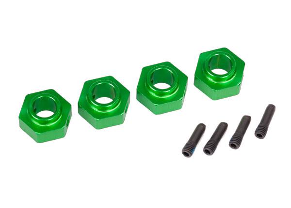 Traxxas - TRX8269G - Wheel hubs, 12mm hex, 6061-T6 aluminum (green-anodized) (4)/ screw pin (4)