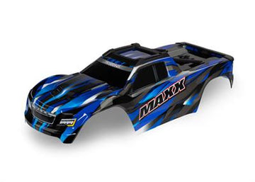 Body, Maxx®, blue (painted, decals applied) (fits Maxx® with extended chassis (352mm wheelbase))