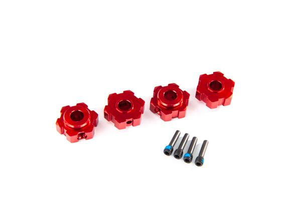 Traxxas - TRX8956R - Wheel hubs, hex, aluminum (red-anodized) (4)/ 4x13mm screw pins (4)