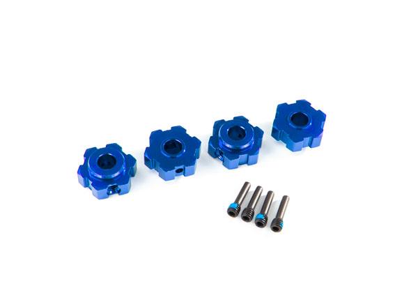 Traxxas - TRX8956X - Wheel hubs, hex, aluminum (blue-anodized) (4)/ 4x13mm screw pins (4)
