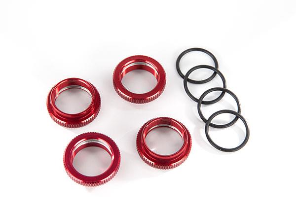 Traxxas - TRX8968R - fjedre retainer (adjuster), red-anodized aluminum, GT-Maxx® shocks (4) (assembled with o-ring)