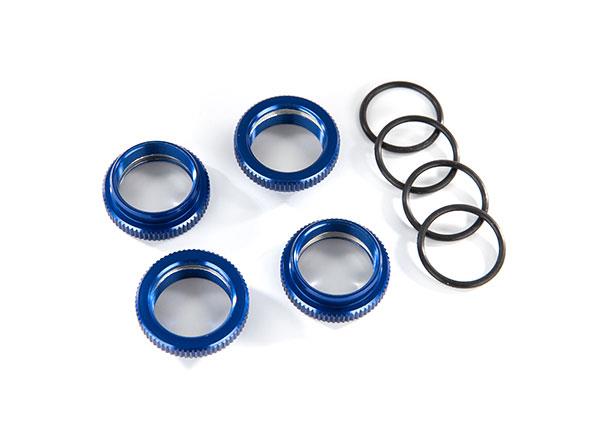 Traxxas - TRX8968X - Fjedre retainer (adjuster), blue-anodized aluminum, GT-Maxx® shocks (4) (assembled with o-ring)