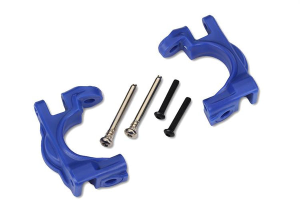 Traxxas - TRX9032X - Caster blocks (c-hubs), extreme heavy duty, blue (left & right)/ 3x32mm hinge pins (2)/ 3x20mm BCS