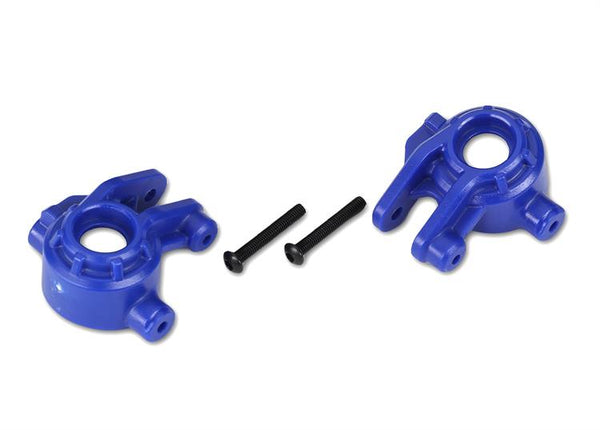 Traxxas - TRX9037X - Steering blocks, extreme heavy duty, blue (left & right)/ 3x20mm BCS (2)