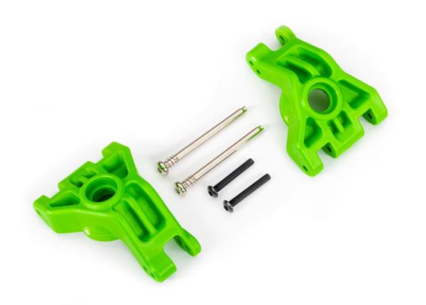 Traxxas - TRX9050G - Carriers, stub axle, rear, extreme heavy duty, green (left & right)/ 3x41mm hinge pins (2)/ 3x20mm BCS (2)