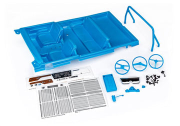 Interior, Chevrolet Blazer (1969 -1972) (blue) (includes rollbar, gauge bezel, steering wheel and column, shifter, armrest,