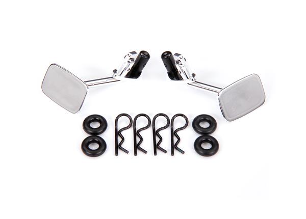 Traxxas - TRX9121 - Mirrors, side, chrome (left & right)/ o-rings (4)/ body clips (4) (fits #9112 body)