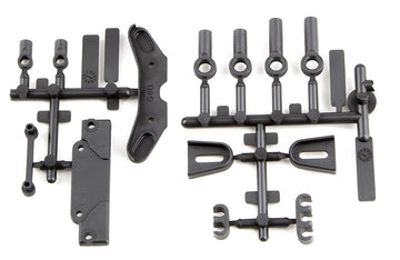 RC10B6.4 Servo Mount Brace, Tower Covers, Wire Clips, Rod Ends