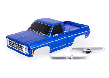 Body, Chevrolet K10 Truck (1979), complete, blue (painted, decals applied) (includes grille, side mirrors, door handles, win