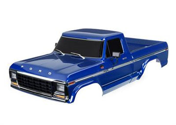 Body, Ford F-150 (1979), complete, blue (painted, decals applied) (includes grille, side mirrors, door handles, windshield w