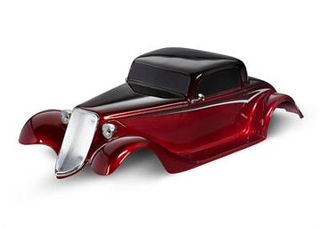 Body, Factory Five '33 Hot Rod Coupe, complete (red) (painted, decals applied) (includes front grille, side mirrors, headlights,