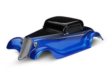 Body, Factory Five '33 Hot Rod Coupe, complete (blue) (painted, decals applied) (includes front grille, side mirrors, headlights