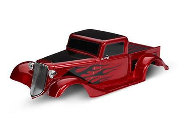 Body, Factory Five '35 Hot Rod Truck, complete (red) (painted, decals applied) (includes front grille, side mirrors, headlights,
