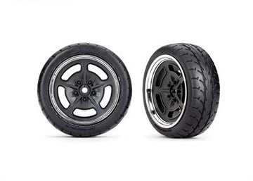Tires & wheels, assembled, glued (black with chrome wheels, 2.1" Response tires) (front) (2)