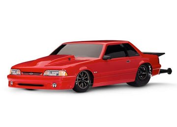 Body, Ford Mustang, Fox Body, red (painted, decals applied) (includes side mirrors, wing, wing retainer, rear body mount posts,