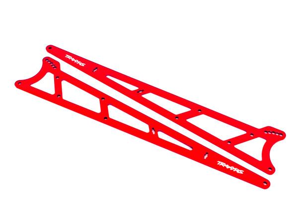 Traxxas - TRX9462R - Side plates, wheelie bar, red (aluminum) (2)