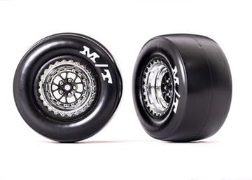 Tires & wheels, assembled, glued (Weld chrome with black wheels, Mickey Thompson® ET Drag® Slicks, sticky compound, foam inserts