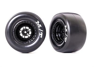 Tires & wheels, assembled, glued (Weld glossy black wheels, Mickey Thompson® ET Drag® Slicks, sticky compound, foam inserts) (rea