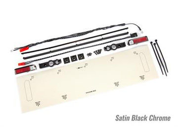 LED lights, tail lights (red)/ power harness/ tail light housings (left & right)/ tailgate trim (satin black chrome)/ zip ties (